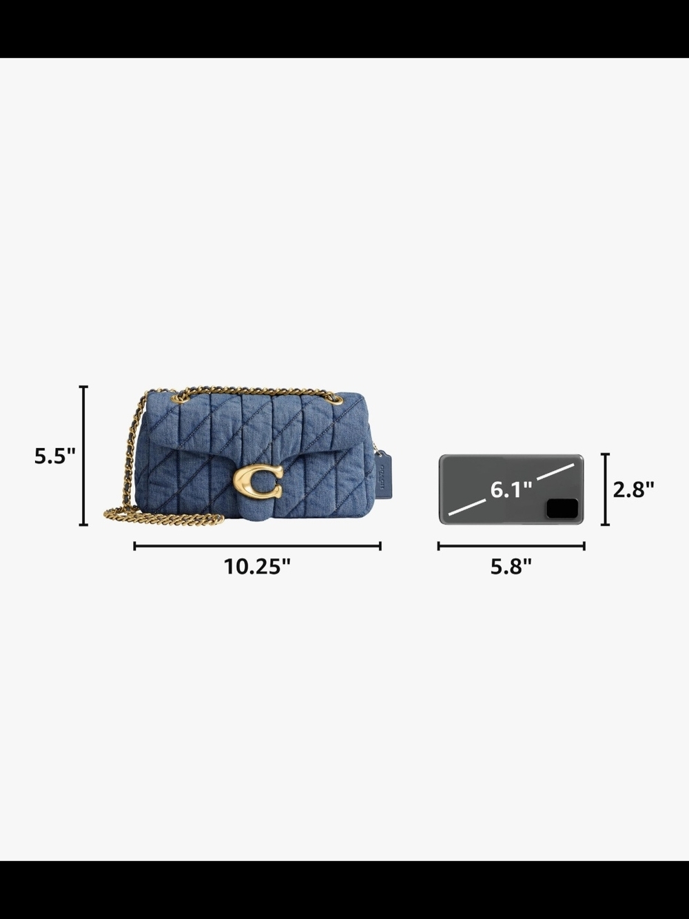Coach  Tabby 26 Quilted Denim Crossbody with Gold Chain - Picture 3 of 7